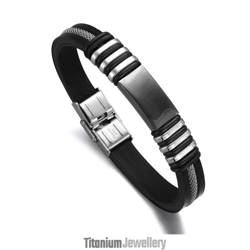 Superior Quality Male Titanium Silicone Bangle Superior Quality Male Titanium Silicone Bangle