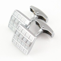 Titanium And White Ip Plated Square Cufflinks