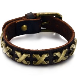 High Quality The Roman Numbers Titanium Leather Bangle