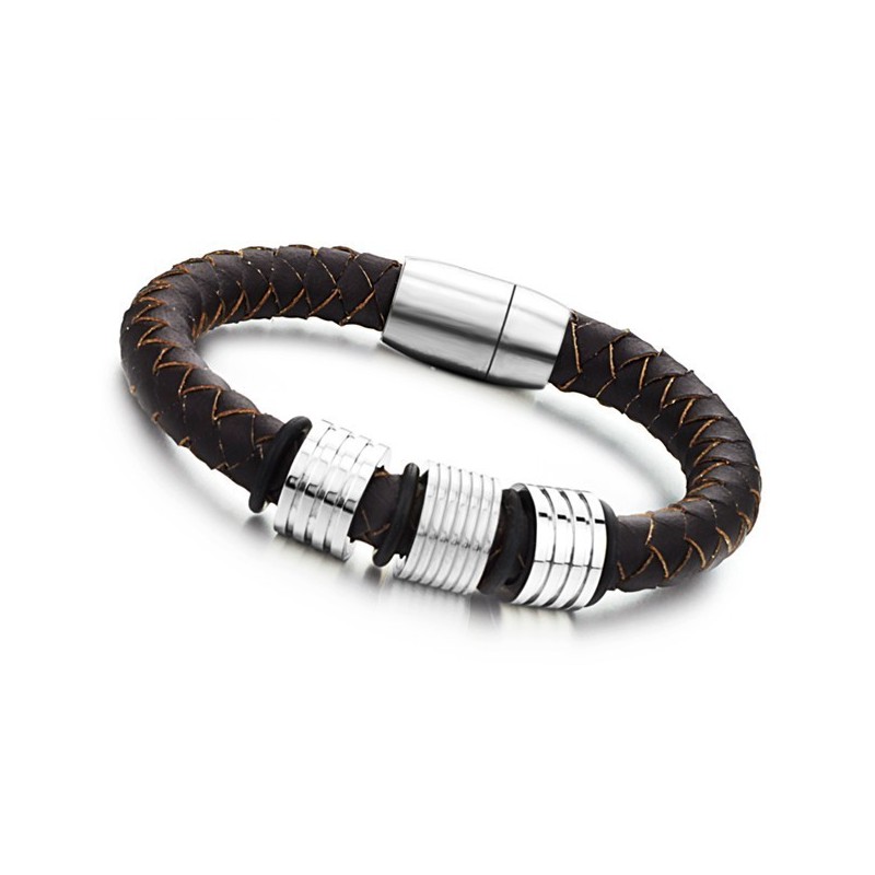 High Quality Brown Titanium Leather Bangle High Quality Brown Titanium Leather Bangle