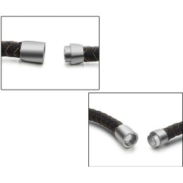 The Queen Of Quality Brown Titanium Leather Bangle