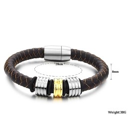 The Queen Of Quality Brown Titanium Leather Bangle