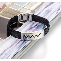 Selling Well All Over The World Water Wave Shape Titanium Leather Bangle