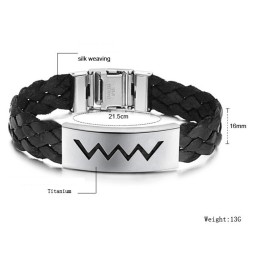 Selling Well All Over The World Water Wave Shape Titanium Leather Bangle