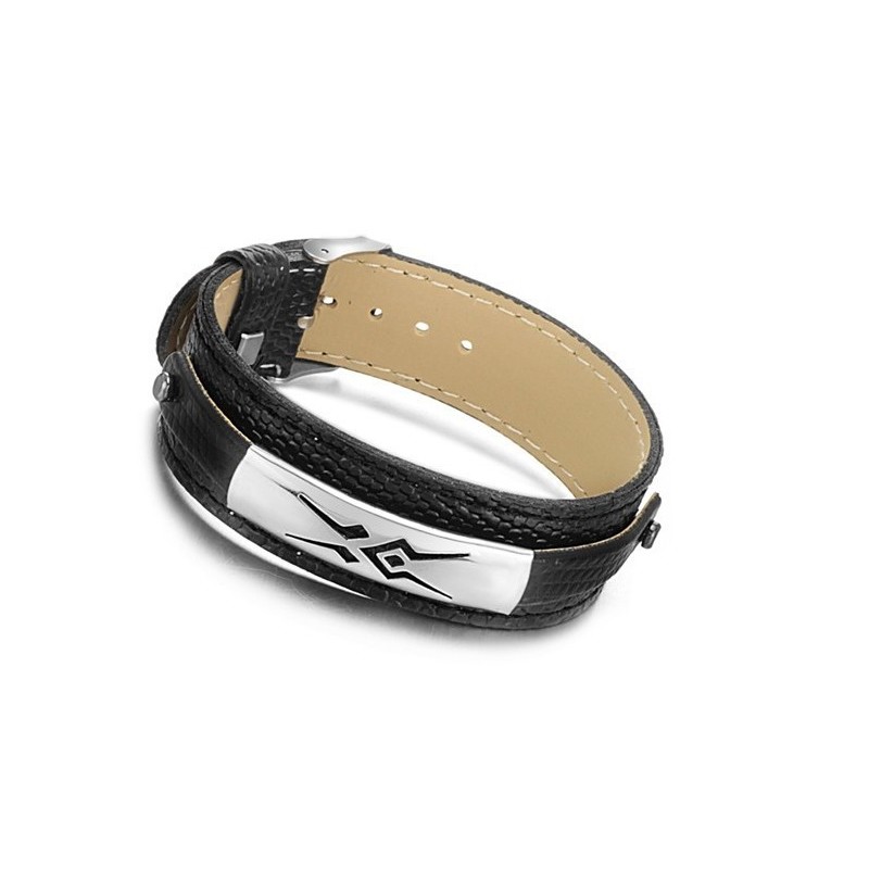 Stable Quality Black Titanium Leather Bangle Stable Quality Black Titanium Leather Bangle