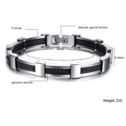 High Quality Male Titanium Silicone Bangle