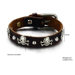 Stable Quality Male Retro Titanium Leather Bangle