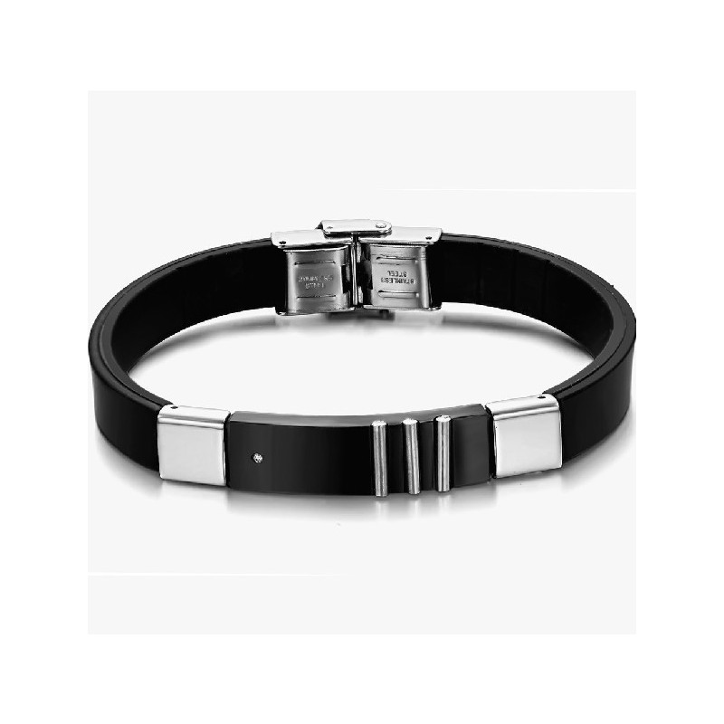 Durable In Use Black Titanium Leather Bangle Durable In Use Black Titanium Leather Bangle