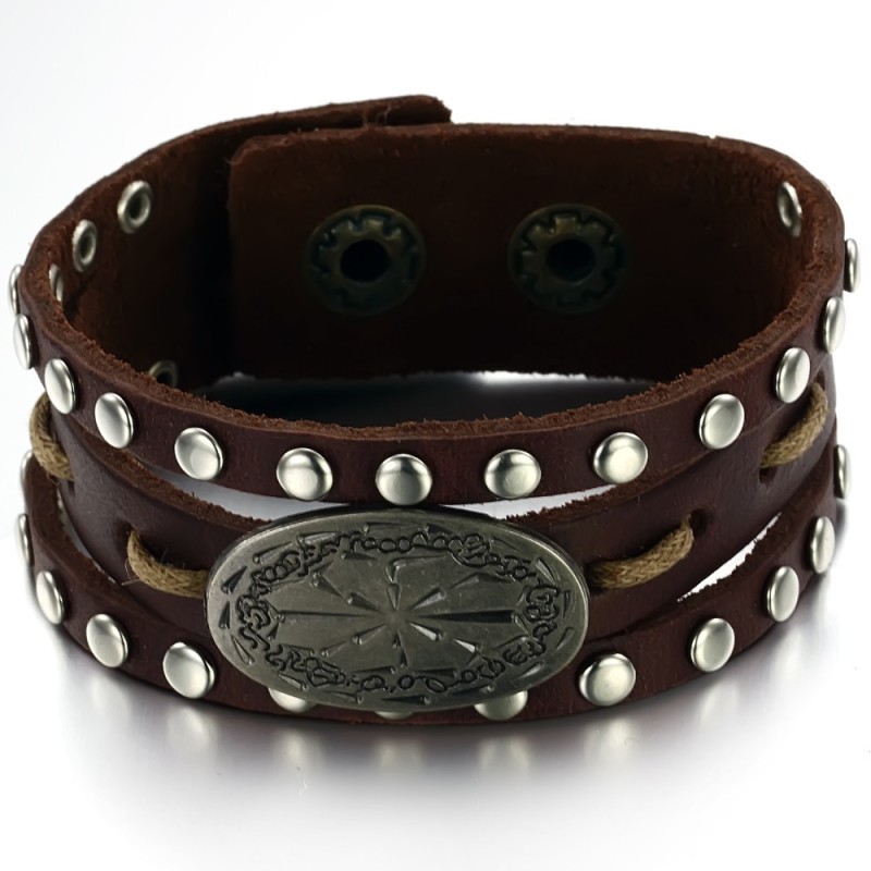 Quality And Quantity Assured Male Retro Titanium Leather Bangle Quality And Quantity Assured Male Retro Titanium Leather Bangle
