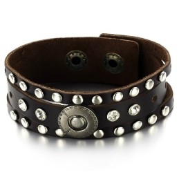 Excellent Quality Male Retro Titanium Leather Bangle