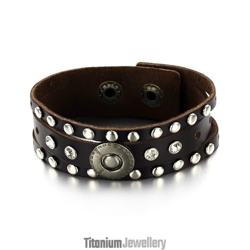 Excellent Quality Male Retro Titanium Leather Bangle Excellent Quality Male Retro Titanium Leather Bangle