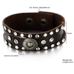 Excellent Quality Male Retro Titanium Leather Bangle