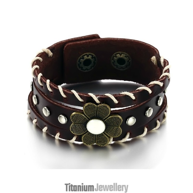 The King Of Quantity Unisex Titanium Leather Bangle The King Of Quantity Unisex Titanium Leather Bangle