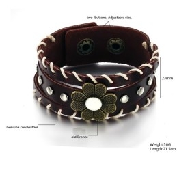 The King Of Quantity Unisex Titanium Leather Bangle