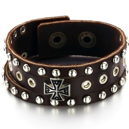 High Quality Cross Titanium Leather Bangle