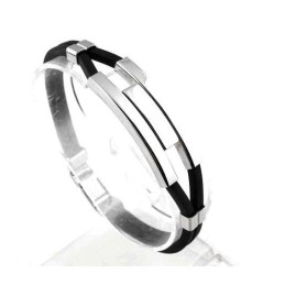 Quality And Quantity Assured Male Concise Titanium Silicone Bangle