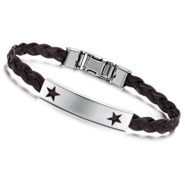 Reliable Reputation Female Star Shape Titanium Leather Bangle