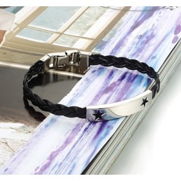 Reliable Reputation Female Star Shape Titanium Leather Bangle