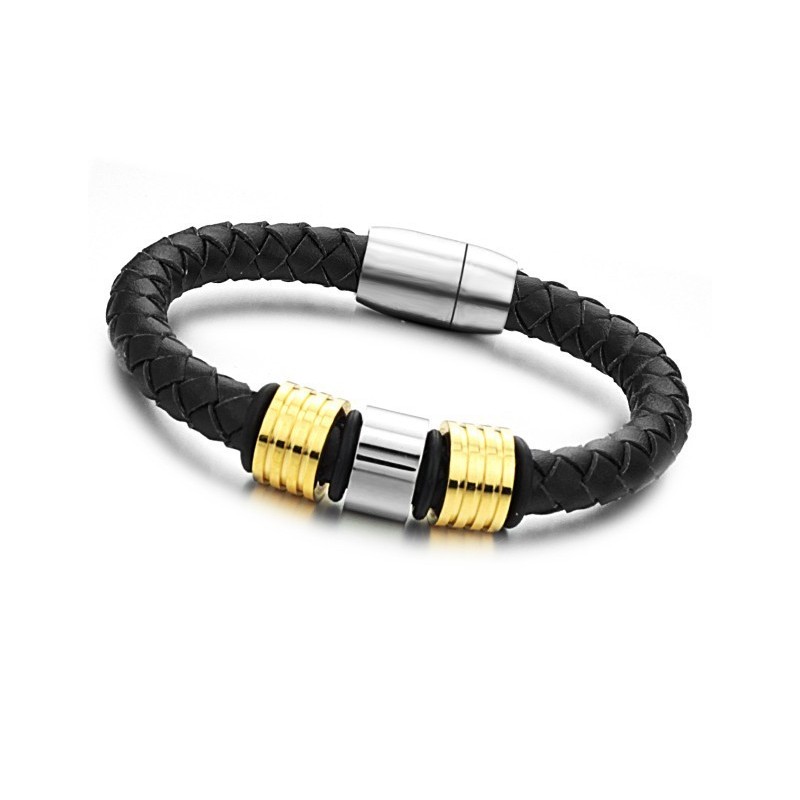 Superior Quality Black Titanium Leather Bangle Superior Quality Black Titanium Leather Bangle