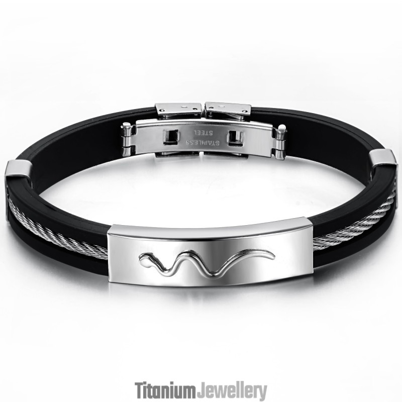 Reliable Reputation Viper Titanium Leather Bangle Reliable Reputation Viper Titanium Leather Bangle