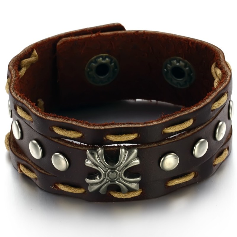 To Enjoy High Reputation At Home And Abroad Retro Titanium Leather Bangle To Enjoy High Reputation At Home And Abroad Retro Titanium Leather Bangle