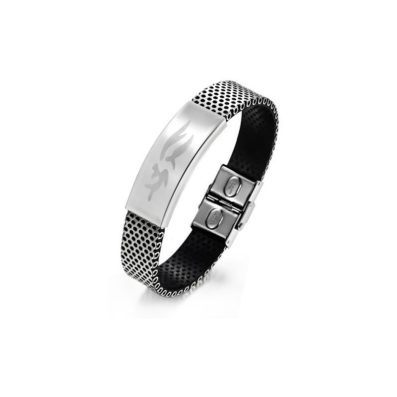 Durable In Use Male Titanium Leather Bangle Durable In Use Male Titanium Leather Bangle