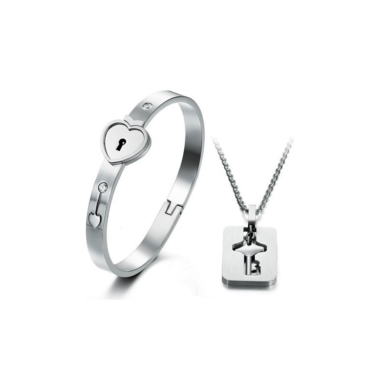 Wide Varieties Lock Titanium Bangle For Lovers