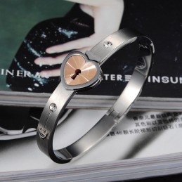 High Quality Lock Shape Titanium Bangle For Lovers