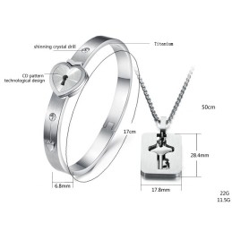 High Quality Lock Shape Titanium Bangle For Lovers