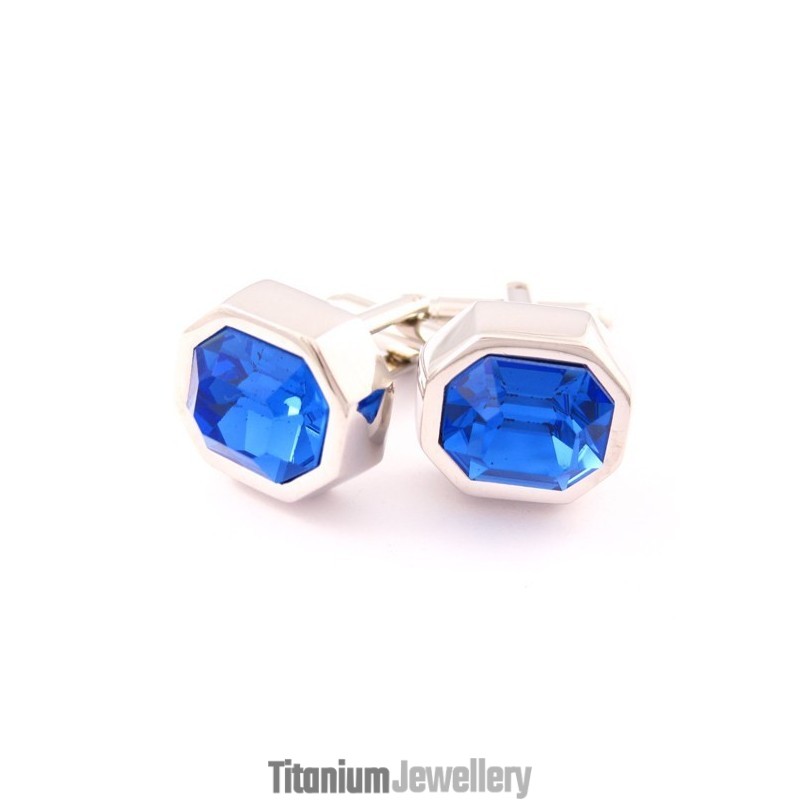 Fashion Titanium Cufflinks With Cool Blue Opal Fashion Titanium Cufflinks With Cool Blue Opal