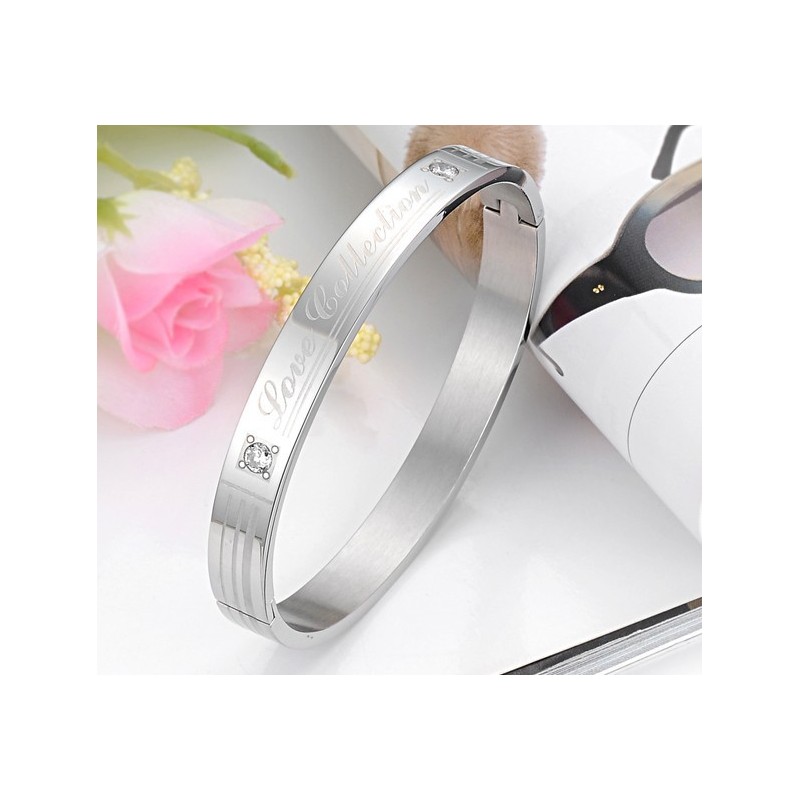 Quality And Quantity Assured Titanium Bangle For Lovers With Rhinestone Quality And Quantity Assured Titanium Bangle For Lovers With Rhinestone