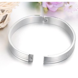 Quality And Quantity Assured Titanium Bangle For Lovers With Rhinestone