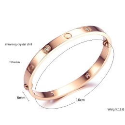 To Have A Long Story Female Titanium Bangle With Rhinestone