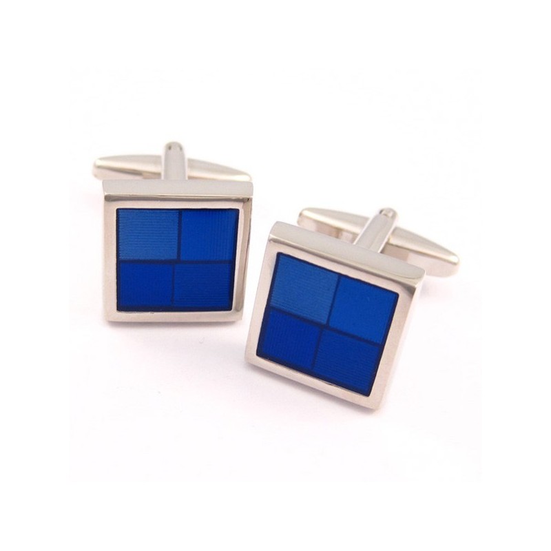 Titanium And Blue Square Funky Cufflinks