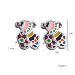 Stable Quality Female Bear Shape Titanium Earrings