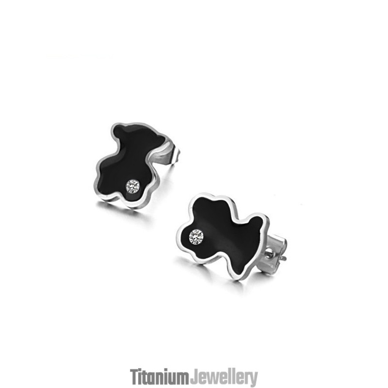 World-Wide Renown Female Bear Shape Titanium Earrings With Diamond World-Wide Renown Female Bear Shape Titanium Earrings With Diamond