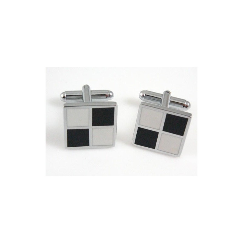 Titanium Black And White Grids Square Cufflinks Titanium Black And White Grids Square Cufflinks