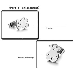 Reliable Reputation Female Bear Shape Titanium Earrings