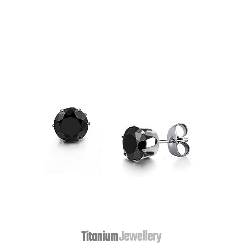 High Quality Male Black Titanium Earrings With Diamond High Quality Male Black Titanium Earrings With Diamond