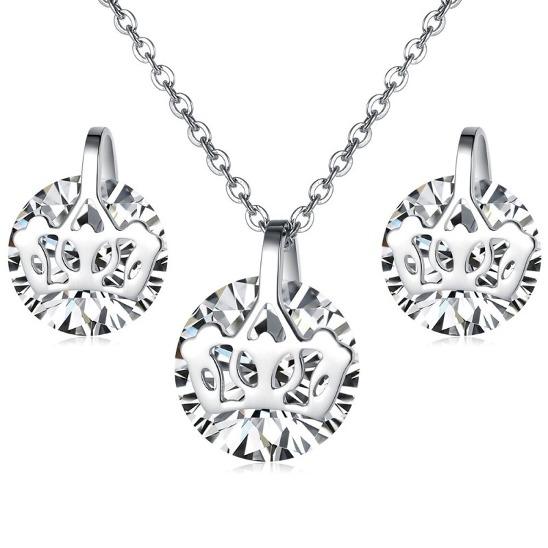 Reliable Quality Female Titanium Necklace And Earrings With Rhinestone Reliable Quality Female Titanium Necklace And Earrings With Rhinestone