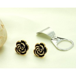 Well-Known For Its Fine Quality Female Flower Shape Titanium Earrings