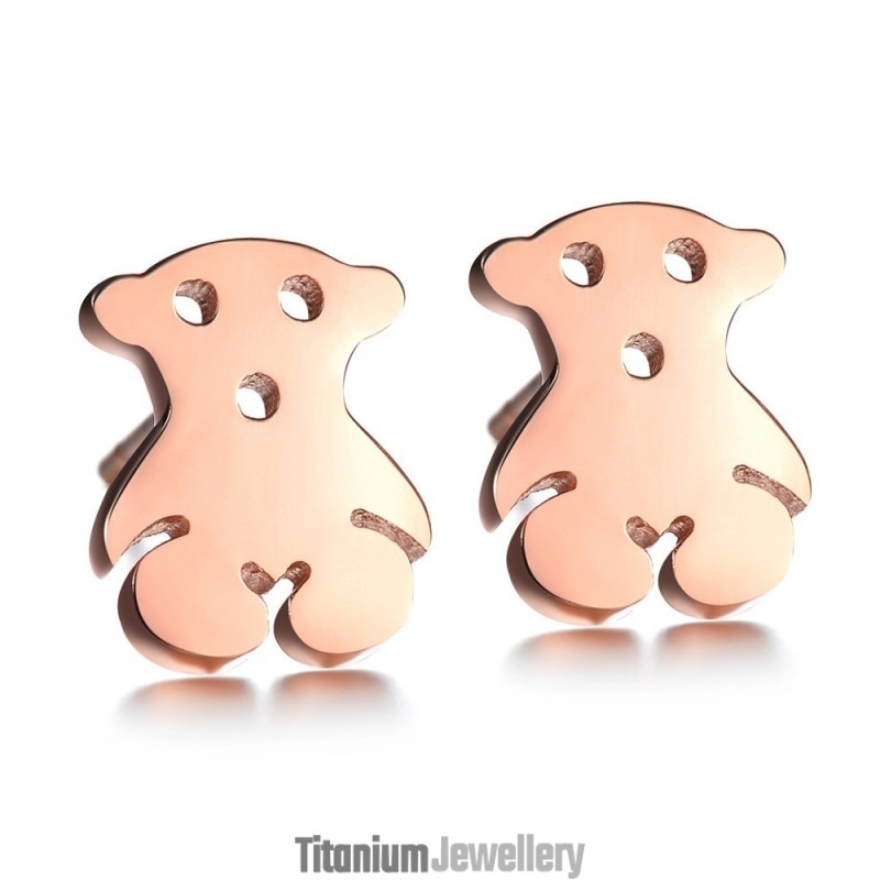 Quality And Quantity Assured Female Bear Shape Titanium Earrings