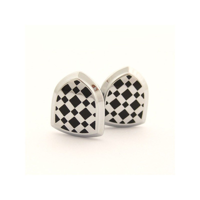 Titanium And Black Ip Plated Shield Cufflinks Titanium And Black Ip Plated Shield Cufflinks