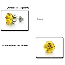 Durable In Use Female Yellow Titanium Earrings With Rhinestone