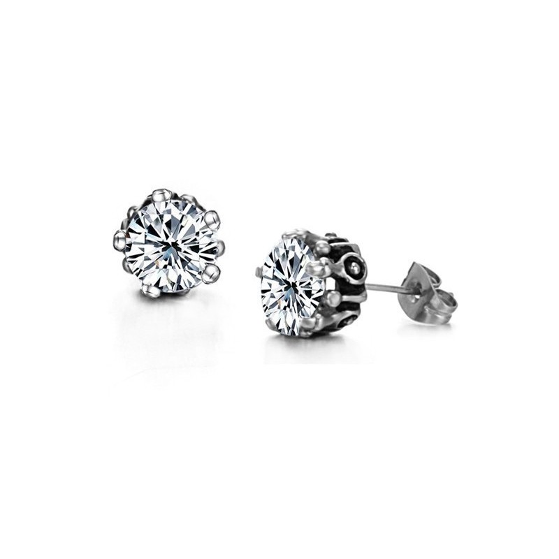 Excellent Quality Female White Titanium Earrings With Rhinestone
