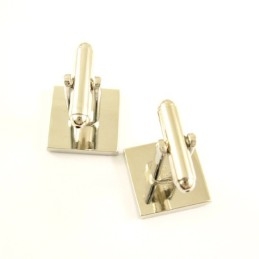 Titanium And Black Ip Plated With Diamonds Square Cufflinks