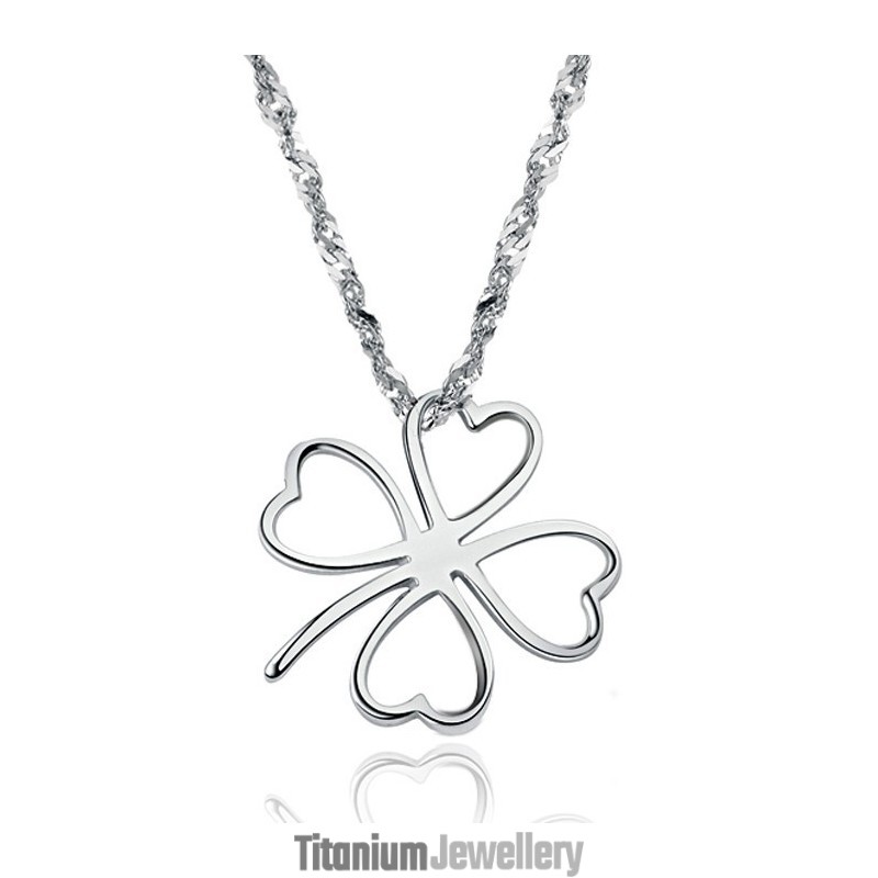 Easy To Use Female Clover Shape Platinum Plating Titanium Necklace