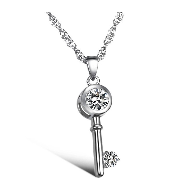 Wide Varieties Female Lock And Key Platinum Plating Titanium Necklace With Rhinestone Wide Varieties Female Lock And Key Platinum Plating Titanium Necklace With Rhinestone