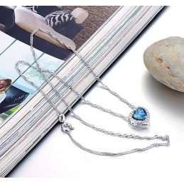 High Quality Female Sweetheart Platinum Plating Titanium Necklace With Rhinestone