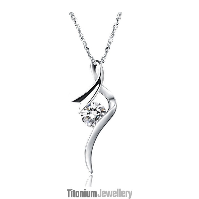 Stable Quality Female Platinum Plating Titanium Necklace With Diamond Stable Quality Female Platinum Plating Titanium Necklace With Diamond